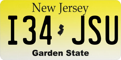 NJ license plate I34JSU
