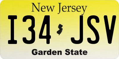 NJ license plate I34JSV