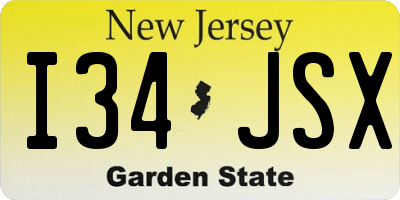 NJ license plate I34JSX