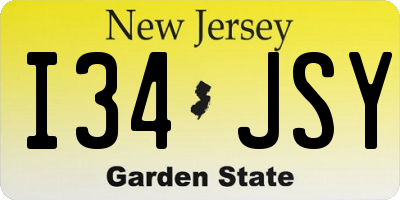 NJ license plate I34JSY