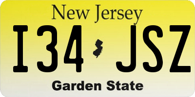 NJ license plate I34JSZ