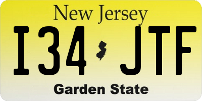NJ license plate I34JTF