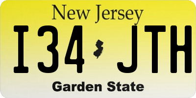 NJ license plate I34JTH