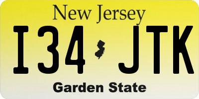 NJ license plate I34JTK
