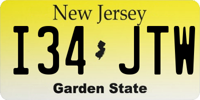 NJ license plate I34JTW