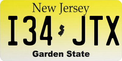 NJ license plate I34JTX