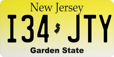 NJ license plate I34JTY