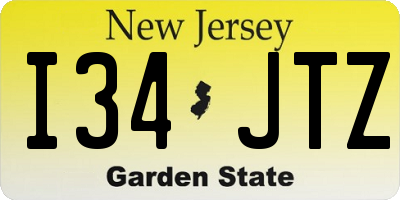NJ license plate I34JTZ