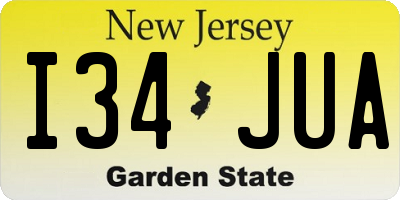 NJ license plate I34JUA