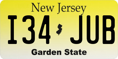 NJ license plate I34JUB