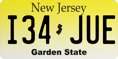 NJ license plate I34JUE