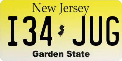 NJ license plate I34JUG