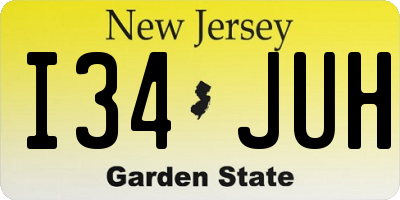 NJ license plate I34JUH