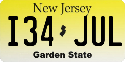 NJ license plate I34JUL