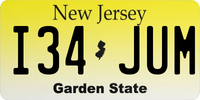 NJ license plate I34JUM