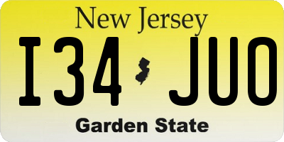 NJ license plate I34JUO