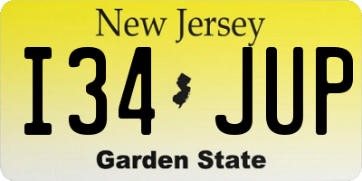 NJ license plate I34JUP