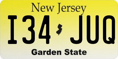NJ license plate I34JUQ