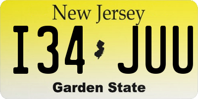 NJ license plate I34JUU