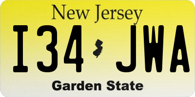 NJ license plate I34JWA