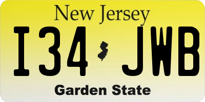 NJ license plate I34JWB