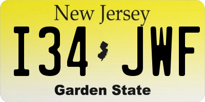 NJ license plate I34JWF