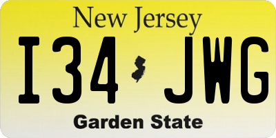 NJ license plate I34JWG