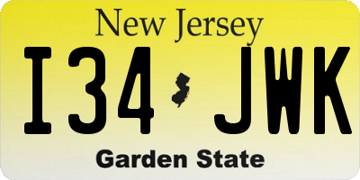 NJ license plate I34JWK