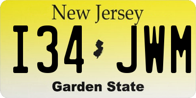 NJ license plate I34JWM