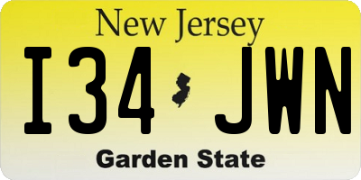 NJ license plate I34JWN