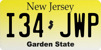 NJ license plate I34JWP