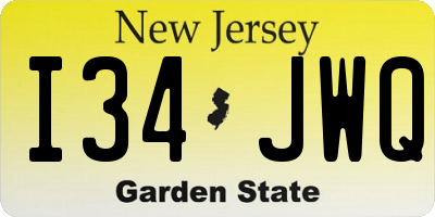 NJ license plate I34JWQ