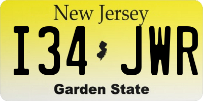 NJ license plate I34JWR