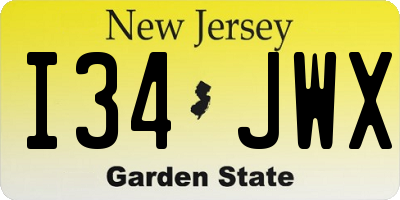 NJ license plate I34JWX