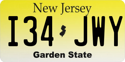 NJ license plate I34JWY