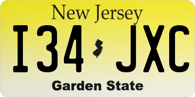 NJ license plate I34JXC