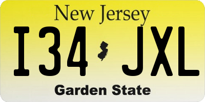 NJ license plate I34JXL