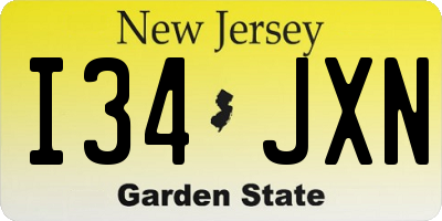 NJ license plate I34JXN
