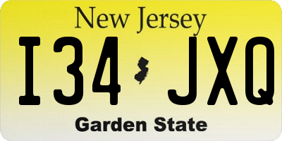 NJ license plate I34JXQ