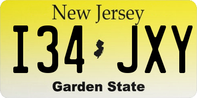 NJ license plate I34JXY