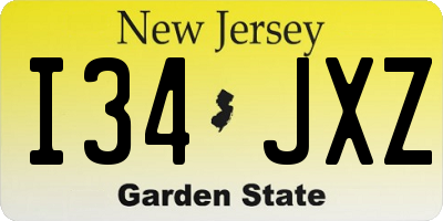 NJ license plate I34JXZ