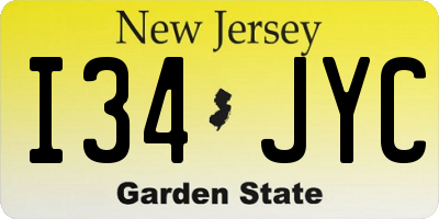 NJ license plate I34JYC