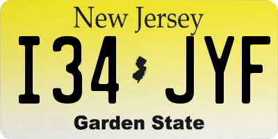 NJ license plate I34JYF