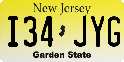 NJ license plate I34JYG