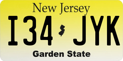 NJ license plate I34JYK