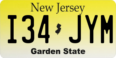 NJ license plate I34JYM