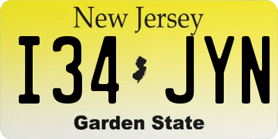 NJ license plate I34JYN