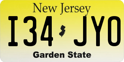 NJ license plate I34JYO