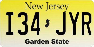 NJ license plate I34JYR