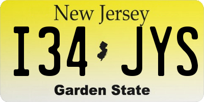 NJ license plate I34JYS